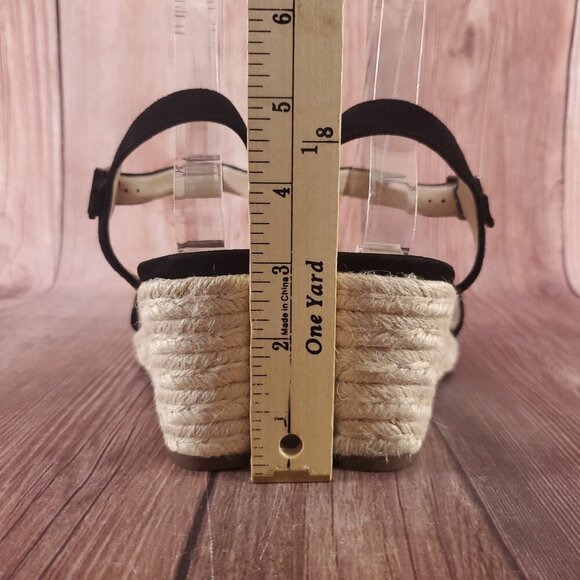 Vionic Ariel Womens Sz 7.5 Wide Black Suede Ankle Strap Wedge Espadrille Sandals - Picture 12 of 15